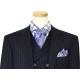 Extrema Navy Blue With Chalk Stripes Super 140's Wool Vested Suit UE90152